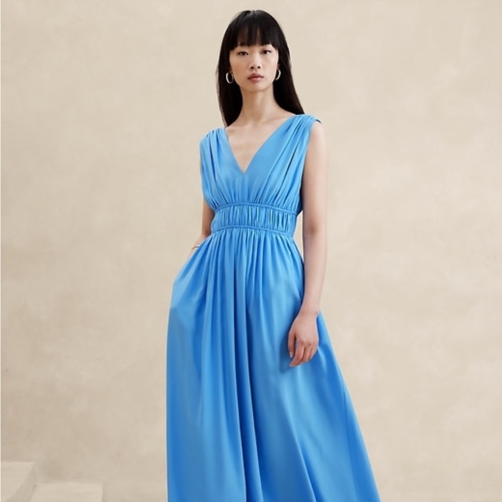 Banana Republic Blue Sleeveless Grecian Dress